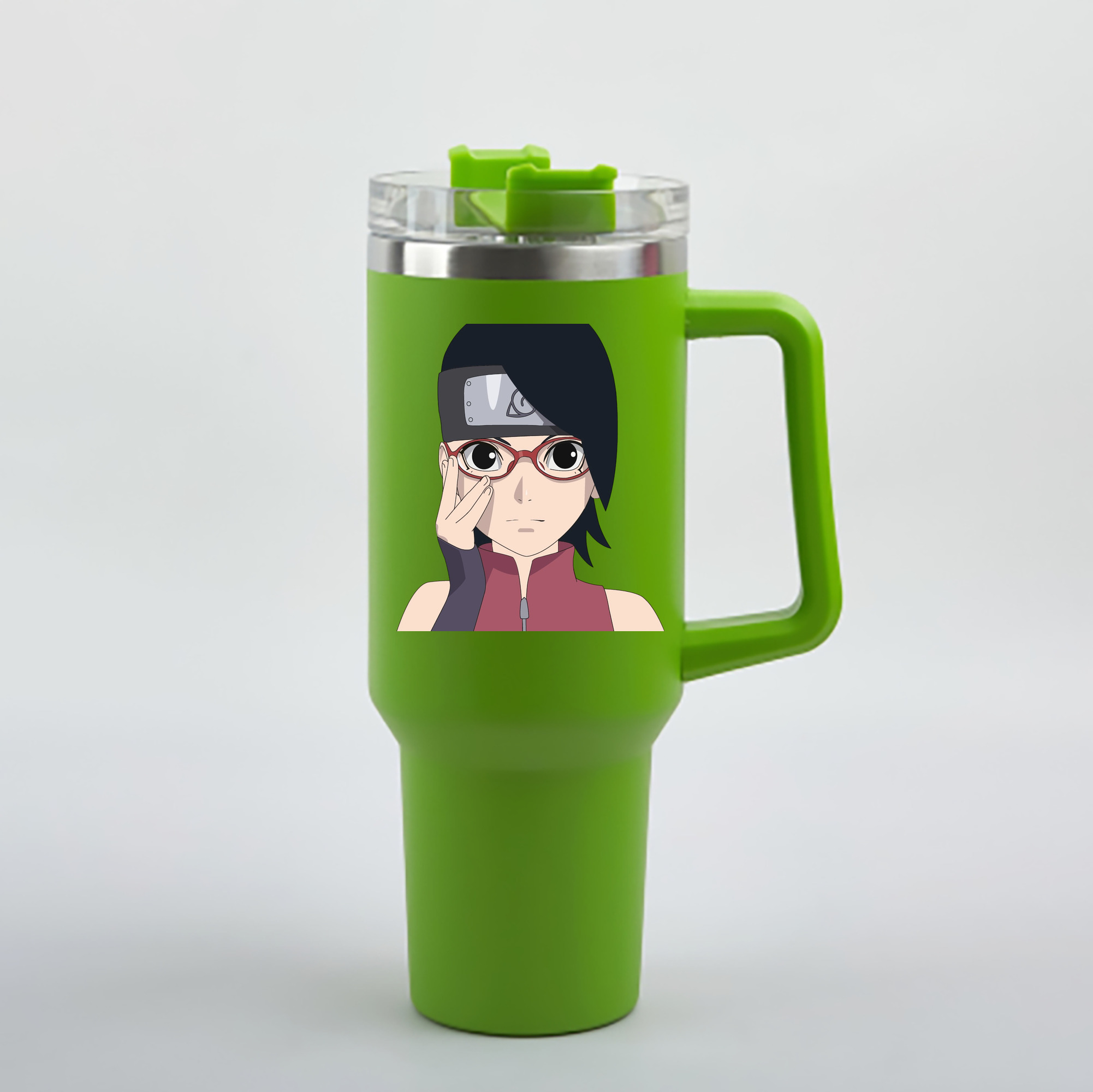 （画像用） NARUTO -ナルト- うちは サラダ Uchiha Sarada 1200mL車用タンブラー - クリスタルステッカー（プラスチックストロー付き）